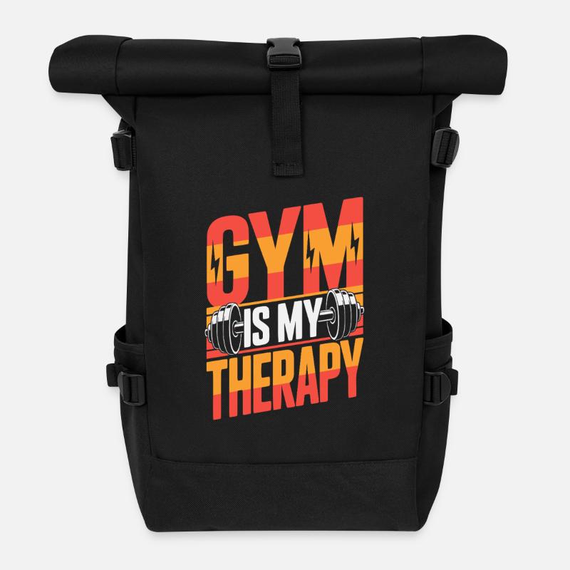 Gym-Hantel-Therapie-Workout - Rolltop Rucksack - Schwarz
