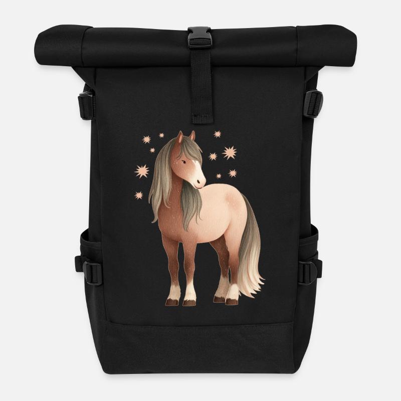 Étoiles de cheval - Sac à dos roll top - noir