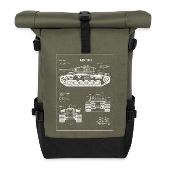 Panzer Bauplan von 1915 - Rolltop Rucksack - Olive/Schwarz - Vorne