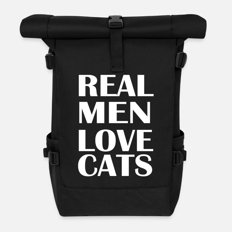 Real man love cats - Roll Top Backpack - black