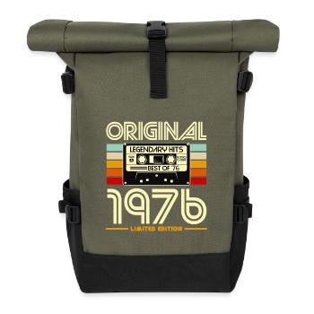 Originale Retro-Kassette von 1976 - Rolltop Rucksack - Olive/Schwarz - Vorne