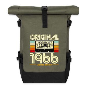 Originalkassette Retro von 1966 - Rolltop Rucksack - Olive/Schwarz - Vorne