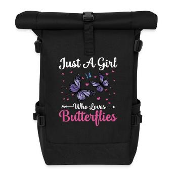 Girl who loves Butterflies - Rolltop Rucksack - Schwarz - Vorne