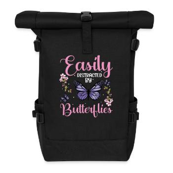 Easily Butterflies - Rolltop Rucksack - Schwarz - Vorne