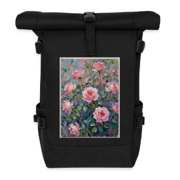 Rosen-Impasto im Farbenspiel - Rolltop Rucksack - Schwarz - Vorne