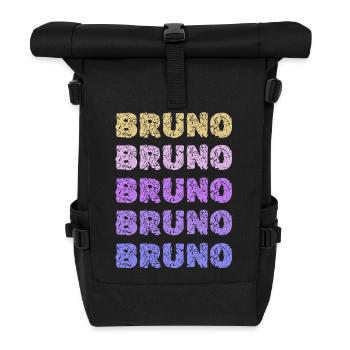 Bruno Repeated Pastel Letters - Rolltop Rucksack - Schwarz - Vorne
