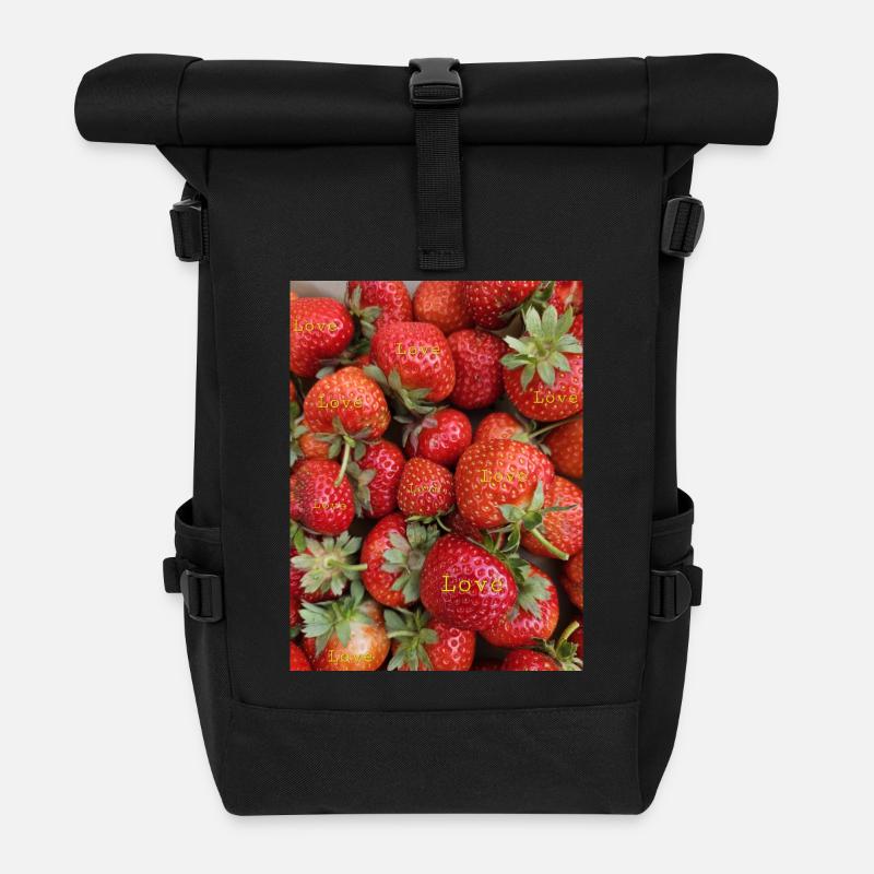 Fraises - Sac à dos roll top - noir