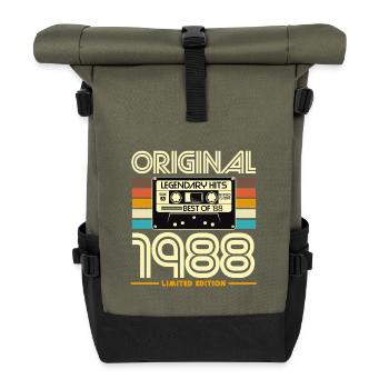 Originale Retro-Hits von 1988 - Rolltop Rucksack - Olive/Schwarz - Vorne