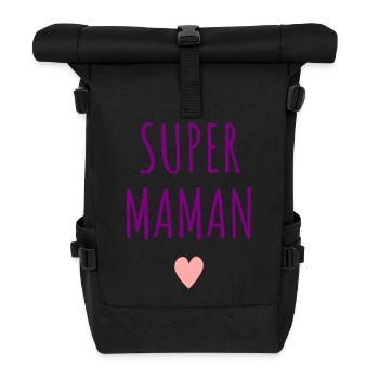 Super Maman Coeur - Sac à dos roll top - noir - Devant
