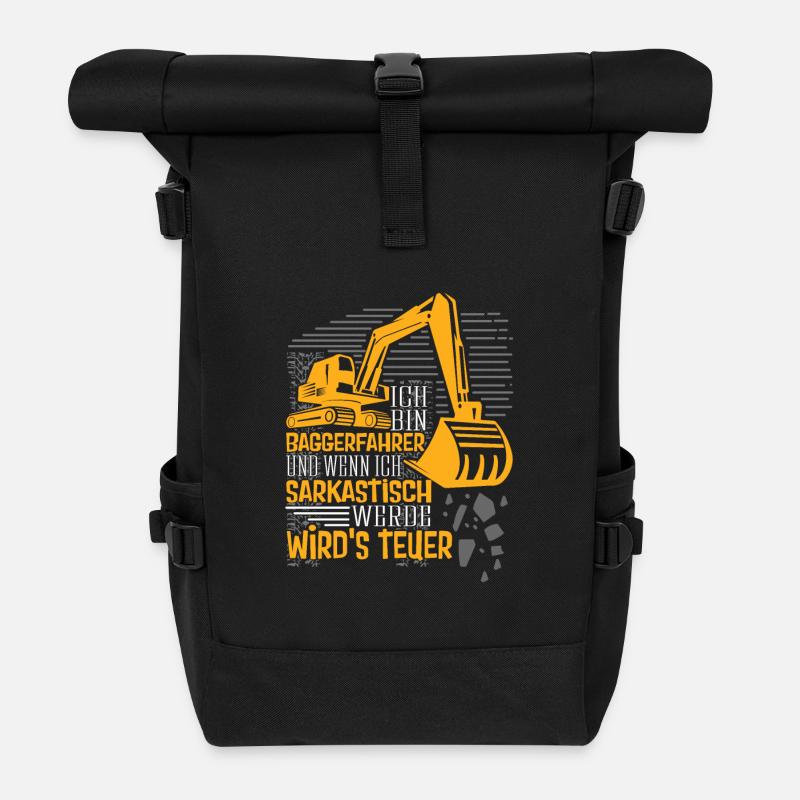 Baggerfahrer wenn ich sarkastisch - Rolltop Rucksack - Schwarz