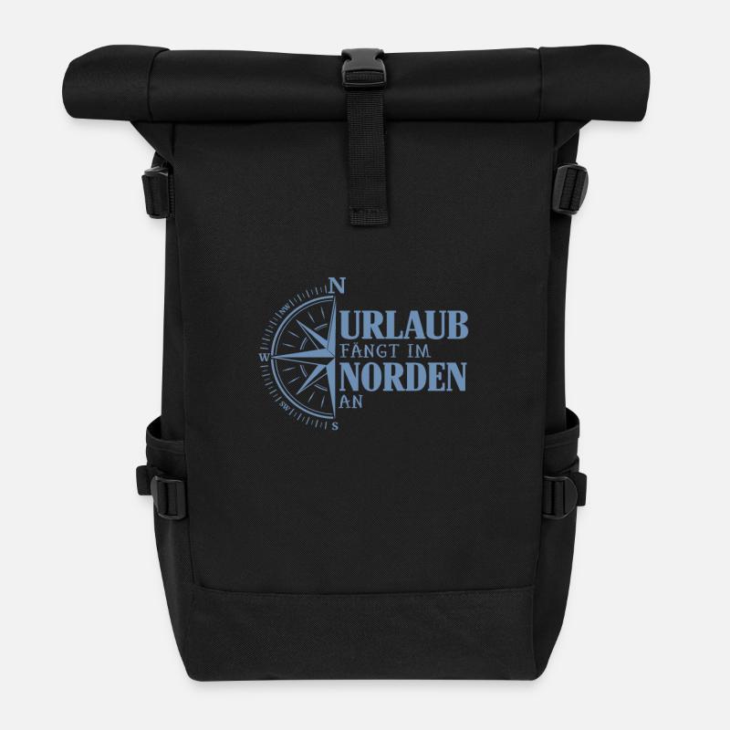 Urlaub fängt im Norden an - Rolltop Rucksack - Schwarz