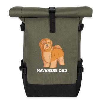 Chien bichon havanais - Sac à dos roll top - olive/noir - Devant
