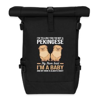 Pekinese Peningese - Rolltop Rucksack - Schwarz - Vorne