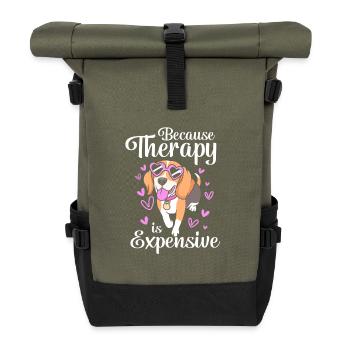 Chien de thérapie - Sac à dos roll top - olive/noir - Devant