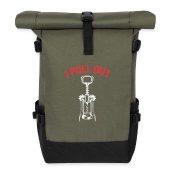 Wine, sommelier, foodie - Roll Top Backpack - olive/black - Front