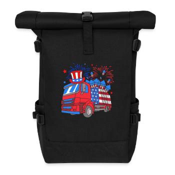 Garbage Truck Garbage Truck Garbage Man Trash Can - Roll Top Backpack - black - Front