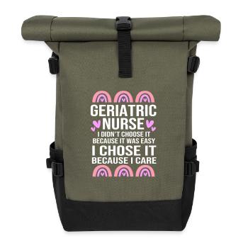 Altenheim Altenpflegerin Krankenpflegerin - Rolltop Rucksack - Olive/Schwarz - Vorne