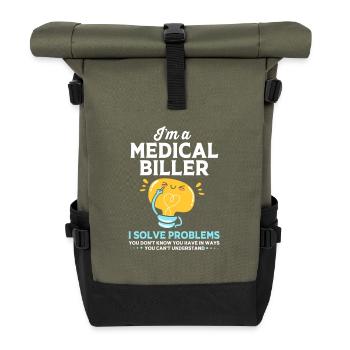 Medical Coder - Roll Top Backpack - olive/black - Front