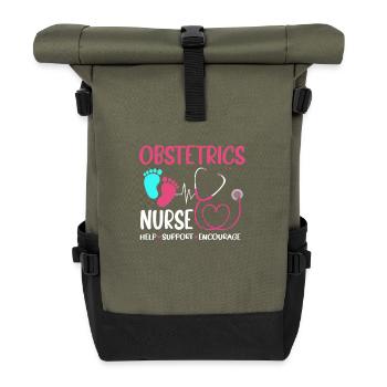 Obgyny Obstetrics Midwife - Roll Top Backpack - olive/black - Front