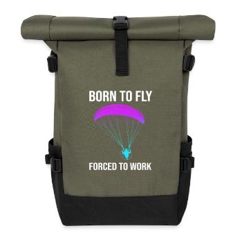 Gleitschirm Gleitschirmflieger Paragliding - Rolltop Rucksack - Olive/Schwarz - Vorne