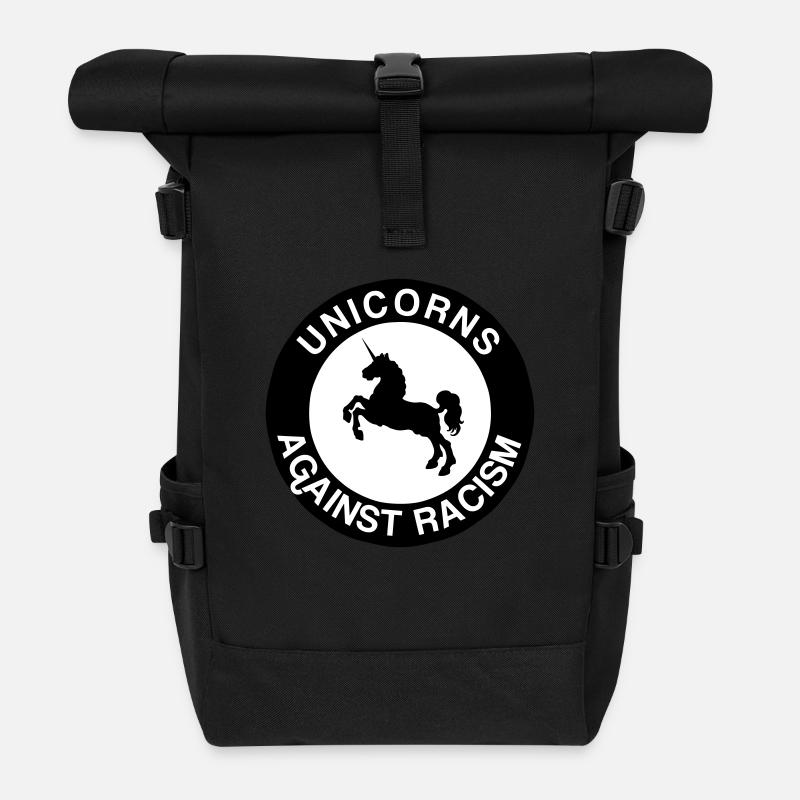 Unicorns Against Racism - Rolltop Rucksack - Schwarz