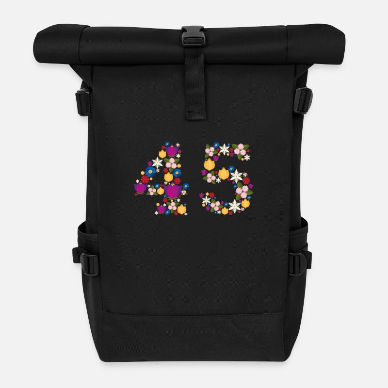 Flowers 45 - Rolltop Rucksack - Schwarz