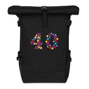 Fleurs 40 - Sac à dos roll top - noir - Devant