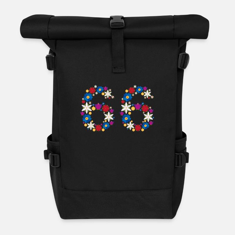 Fleurs 66 - Sac à dos roll top - noir