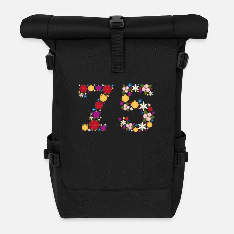 Fleurs 75 - Sac à dos roll top - noir