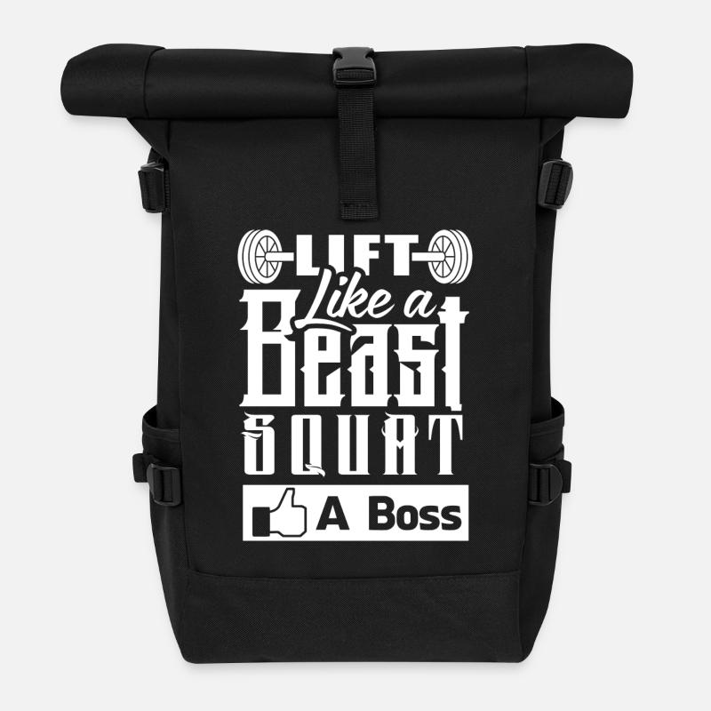 Beast Lift Gym Squat Boss - Roll Top Backpack - black