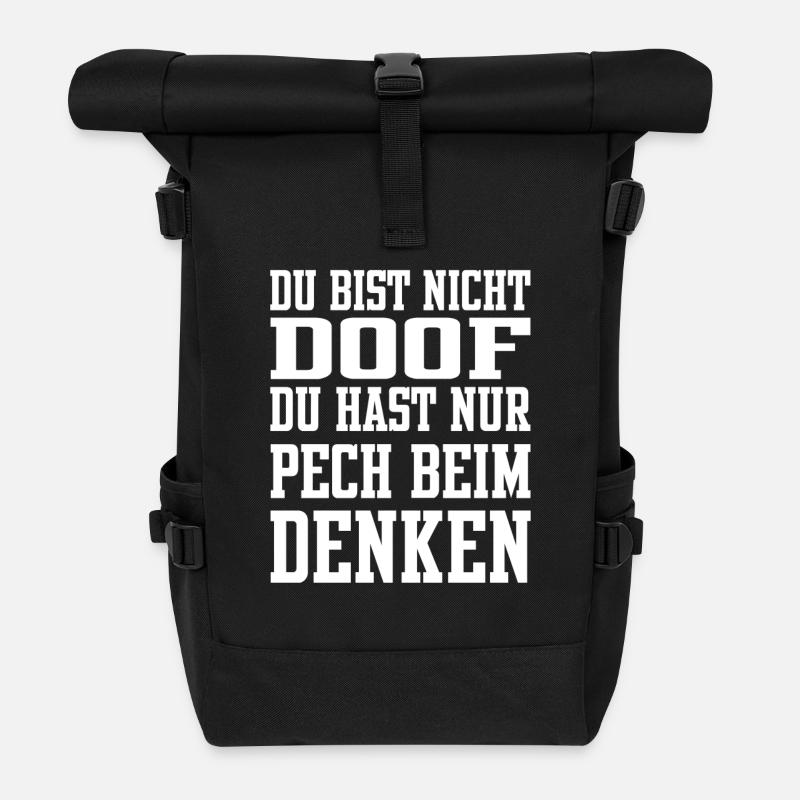 DU BIST NICHT DOOF - Rolltop Rucksack - Schwarz
