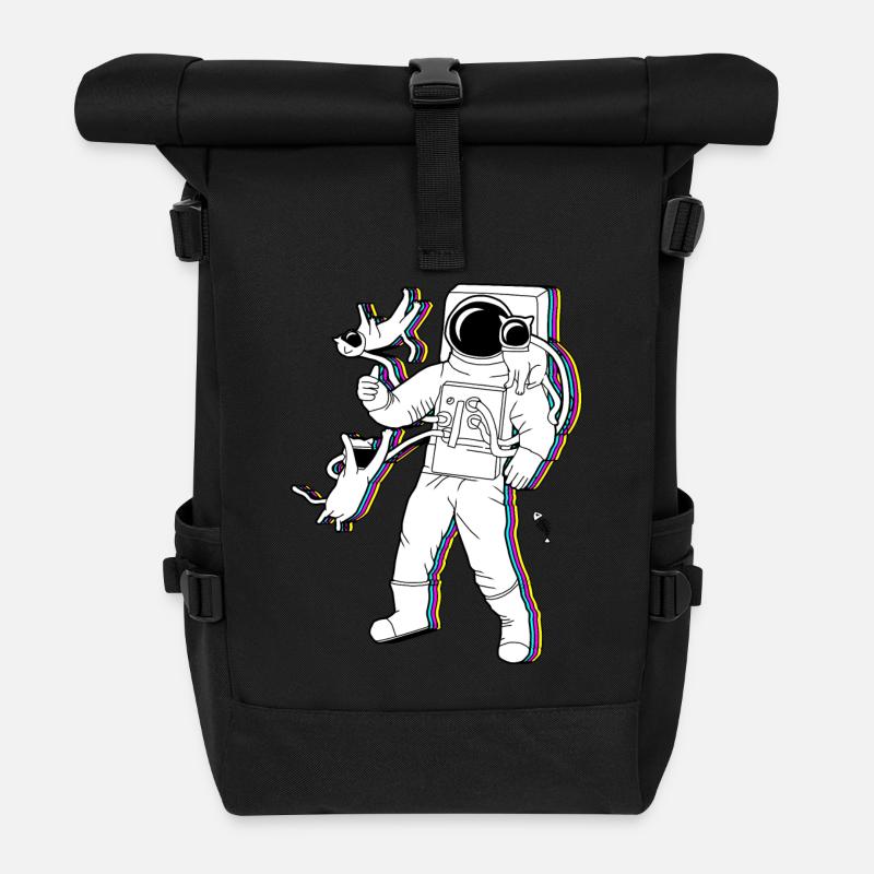 Intergalactic Cat Fancy - Roll Top Backpack - black