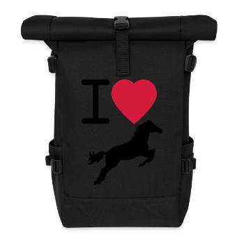 J'aime les chevaux - Sac à dos roll top - noir - Devant