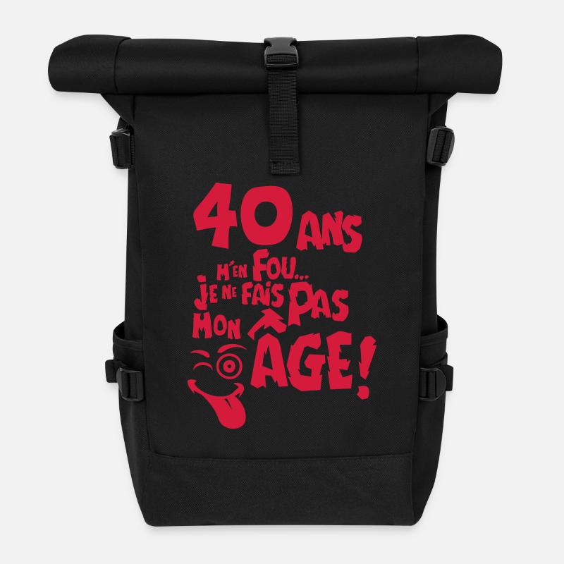 40 ans fais pas mon age anniversaire - Sac à dos roll top - noir