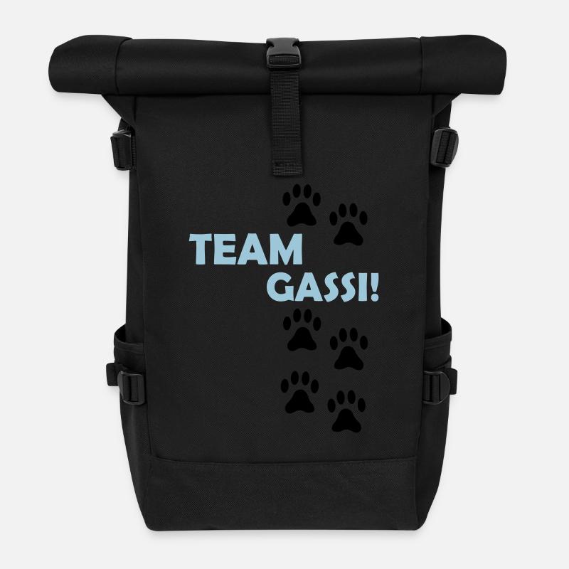 (team_gassi_02) - Rolltop Rucksack - Schwarz