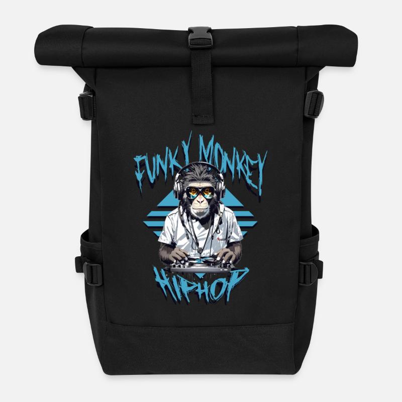 Monkey Hip Hop - Roll Top Backpack - black