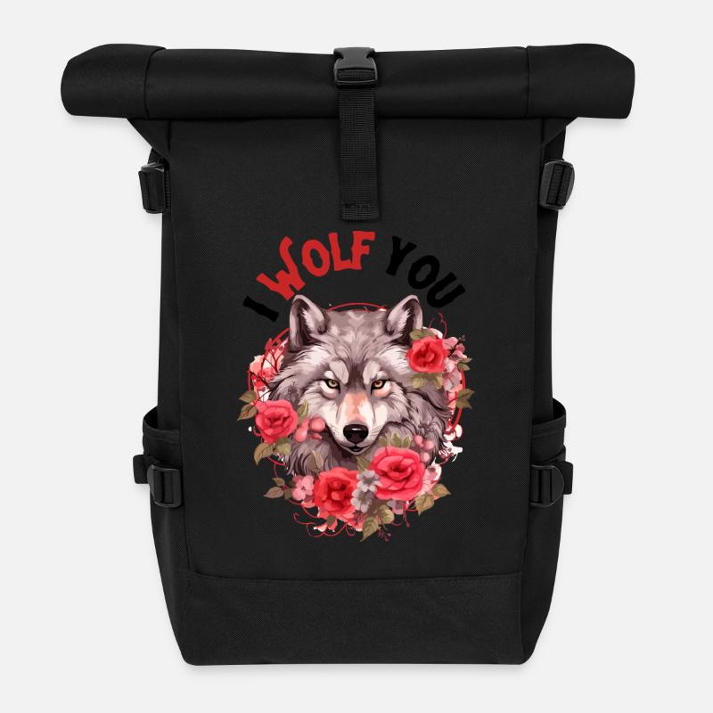 I Wolf You - Roll Top Backpack - black