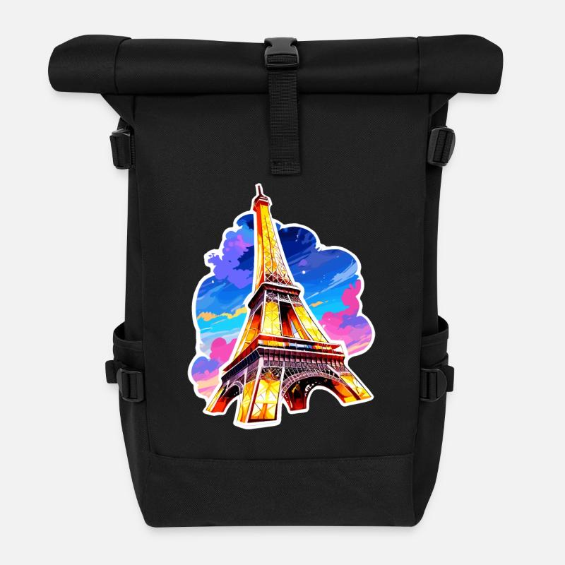 Eiffel tower #22 - Roll Top Backpack - black