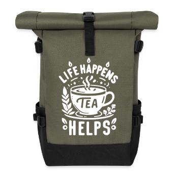 Life Happens Tee hilft - Rolltop Rucksack - Olive/Schwarz - Vorne