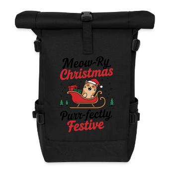 Meow-ry Christmas Purr-fectly Festive - Rolltop Rucksack - Schwarz - Vorne