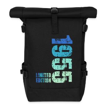 70. Geburtstag Jahrgang 1955 - Rolltop Rucksack - Schwarz - Vorne