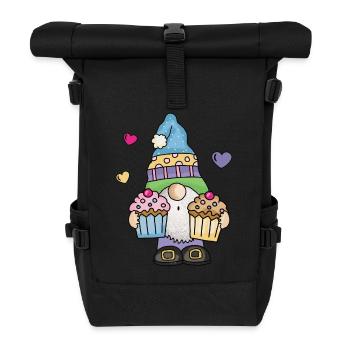Ich liebe Kuchen Torten Cupcake Bäcker Süsses Gnom - Rolltop Rucksack - Schwarz - Vorne