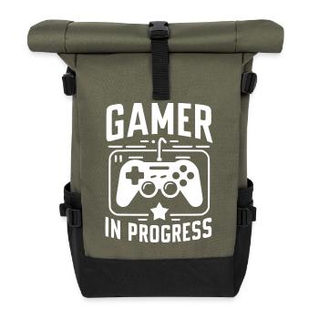 Gamer in Progress - Roll Top Backpack - olive/black - Front