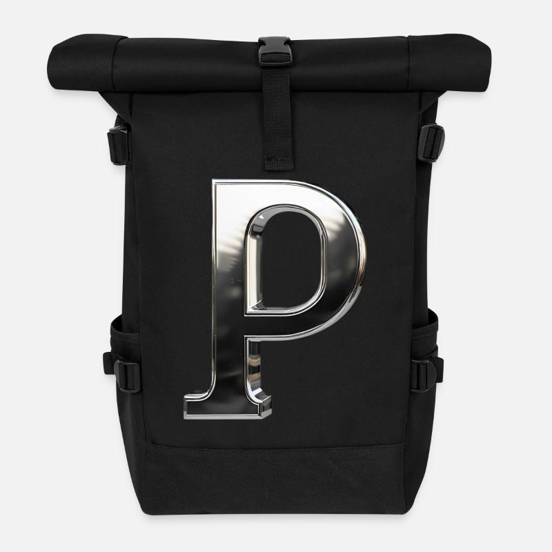 Chrome ,, P " Metallic - Roll Top Backpack - black
