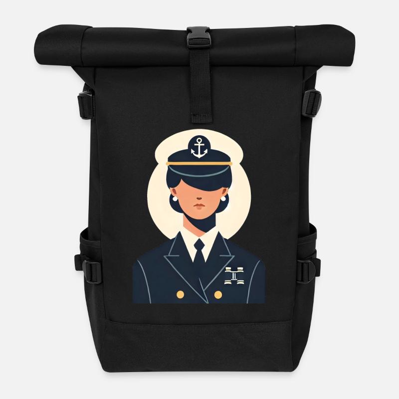 Schiffsführerin ohne Augen - Rolltop Rucksack - Schwarz
