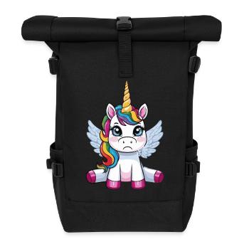 Annoyed Unicorn – Original Design for Fantasi - Roll Top Backpack - black - Front