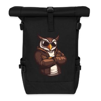 Owl Comic Cool - Roll Top Backpack - black - Front