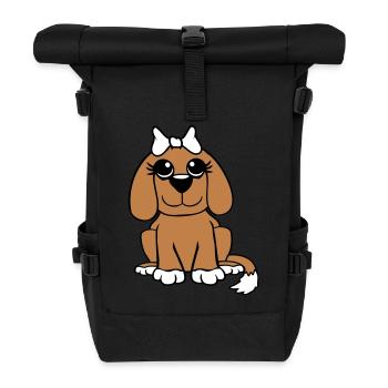 chien assis petit jolie dame arc femelle - Sac à dos roll top - noir - Devant