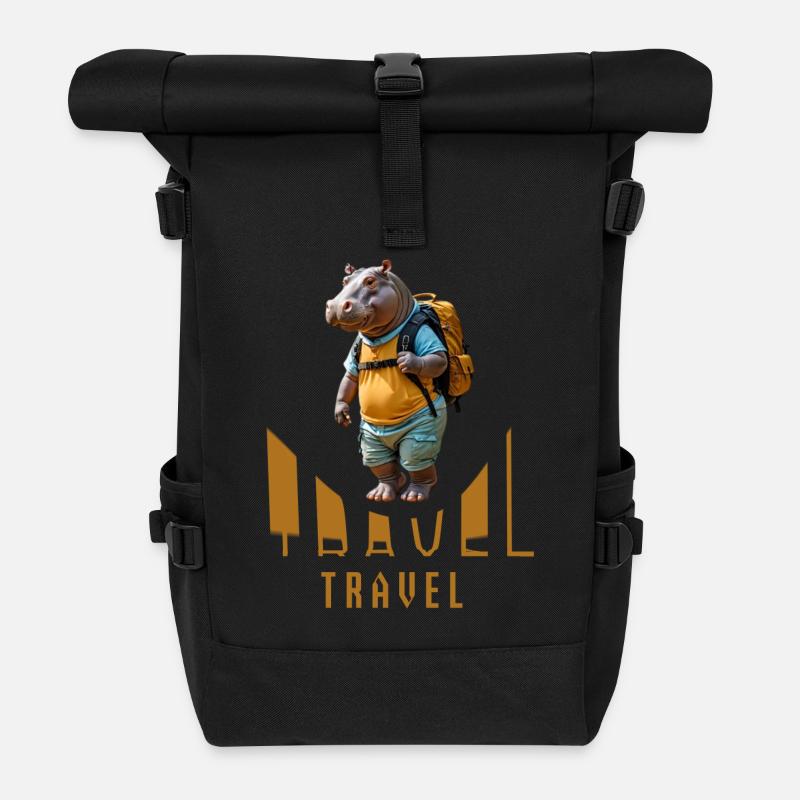 Hippo - Roll Top Backpack - black