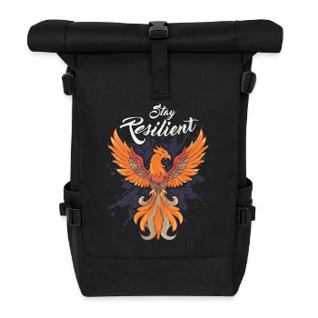 Bleiben Sie widerstandsfähig - Der Phönix der Resilienz - Rolltop Rucksack - Schwarz - Vorne